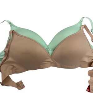 2 STRM LINE Nude + Mint Green Underwire Free Padded Seamless Wireless Bra 36B